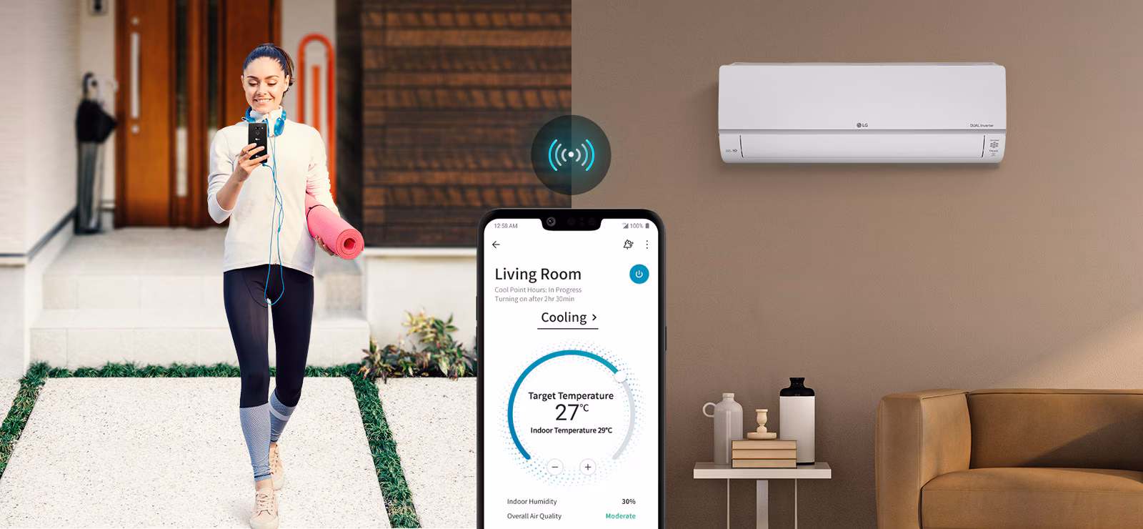Kawalan jauh LG DUALCOOL melalui aplikasi LG ThinQ