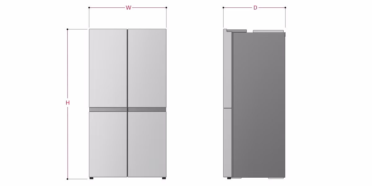 Rajah dimensi LG InstaView 601L