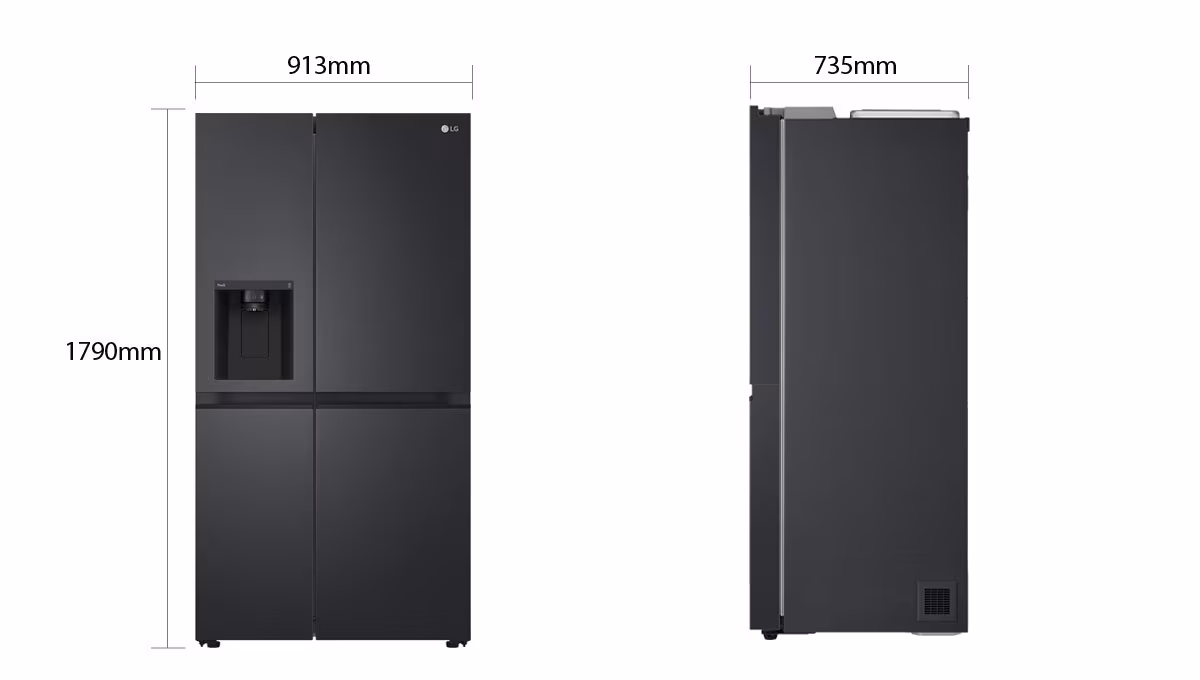 Rajah dimensi LG Side-by-Side 635L