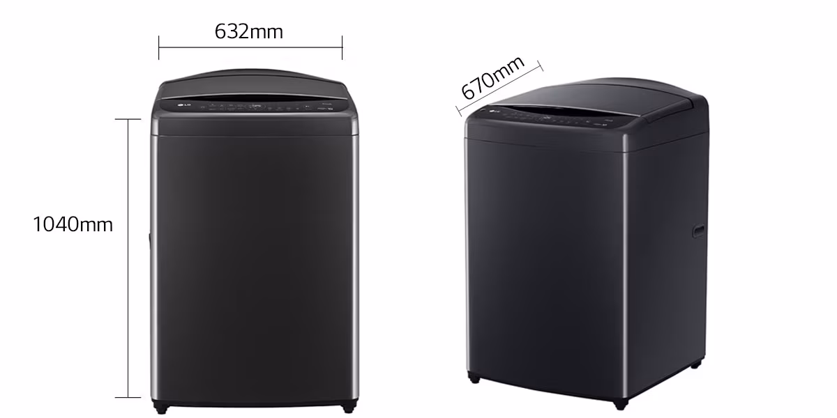Rajah dimensi LG Top Load Washer 20kg