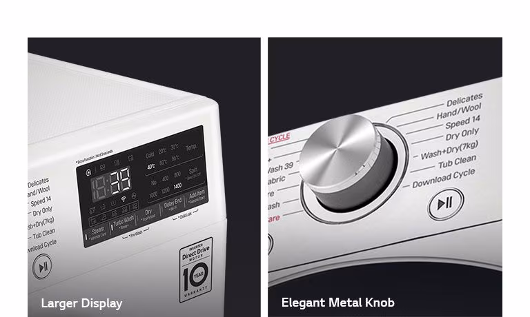 Reka bentuk panel kawalan LG WasherDryer 10/6kg