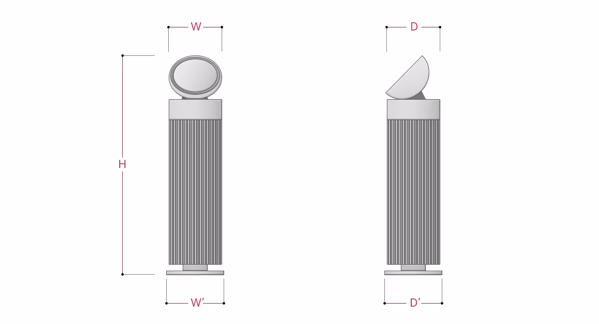 Rajah dimensi LG PuriCare AeroBooster