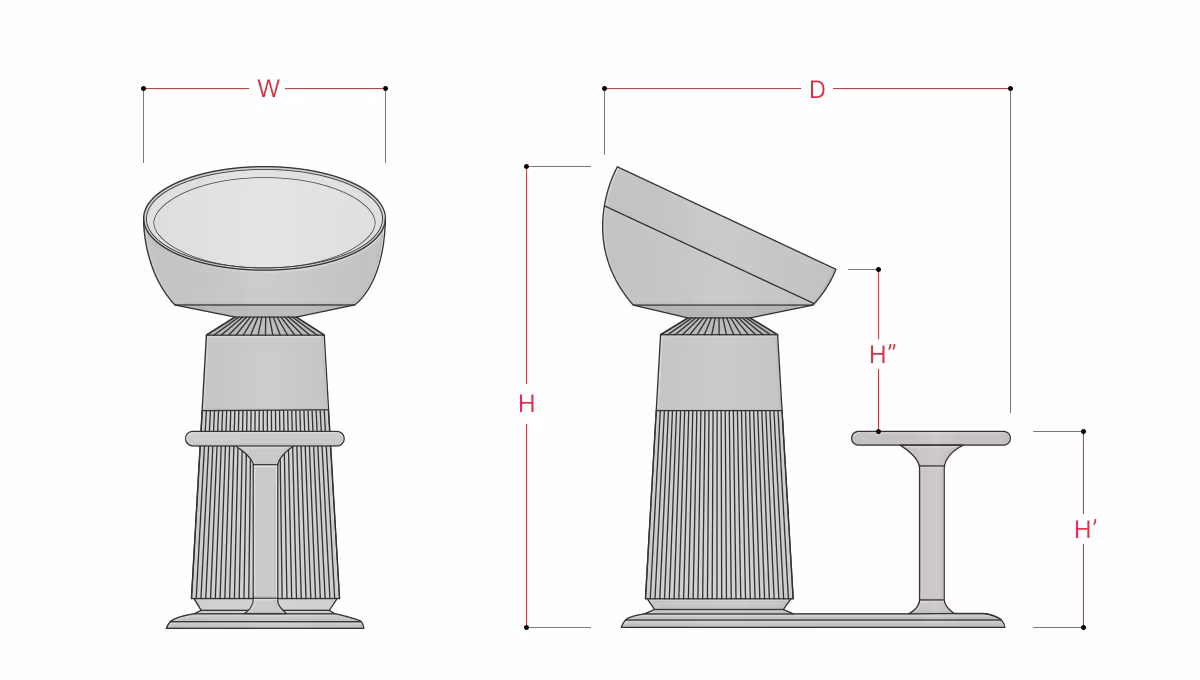 Rajah dimensi LG PuriCare AeroCatTower