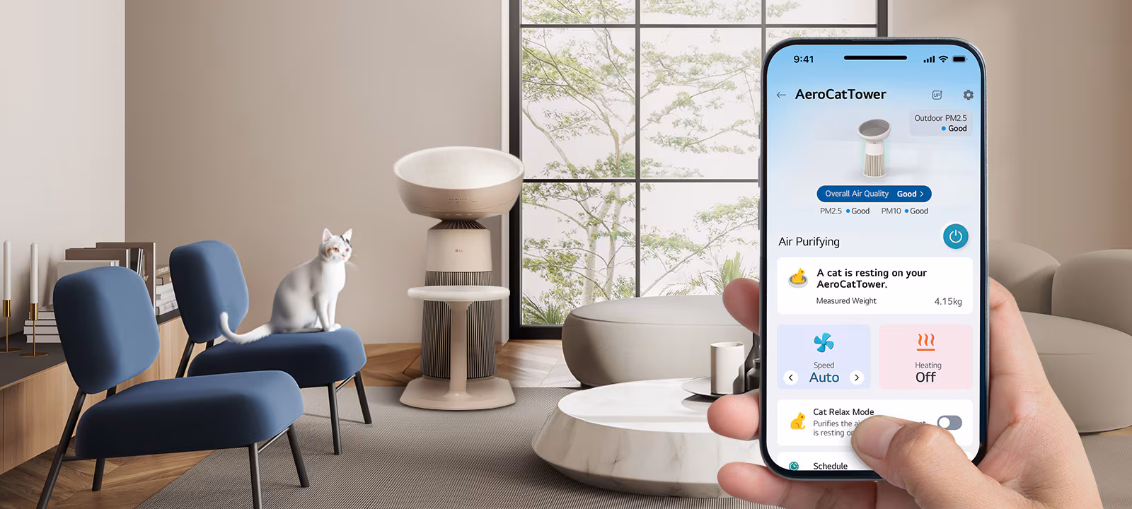 LG ThinQ AeroCatTower pantau berat masa rehat kucing