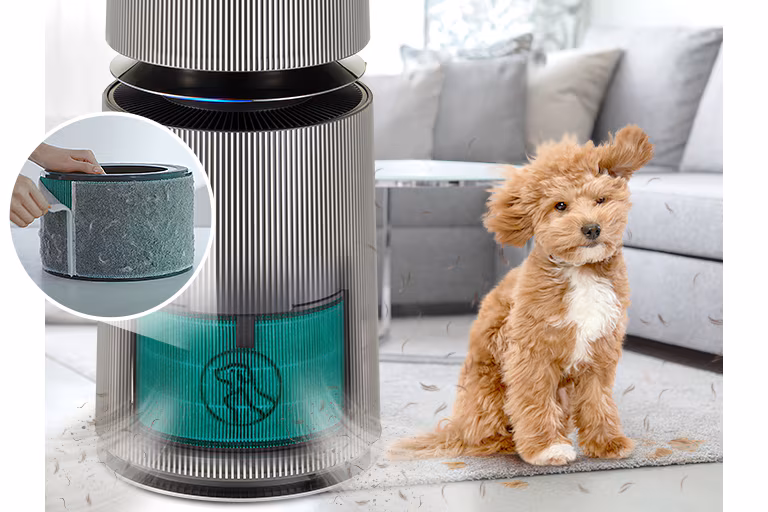 Pet Mode kurangkan bulu haiwan LG PuriCare 360 Alpha Pet Double