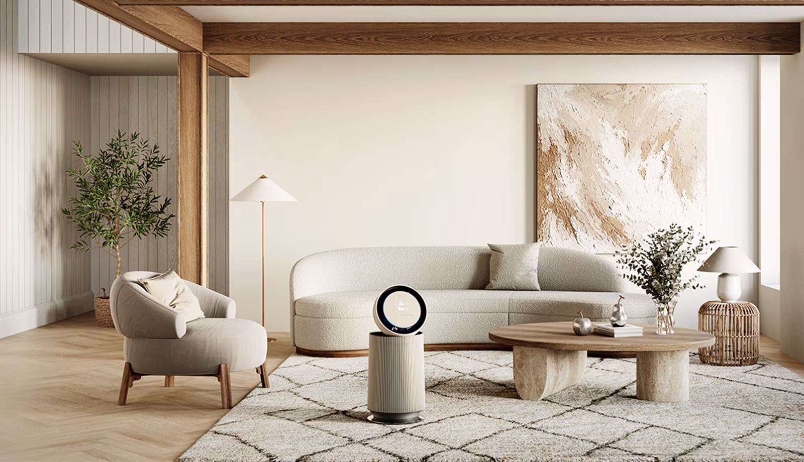 Reka bentuk silinder Nature Beige LG PuriCare 360 Alpha Pet