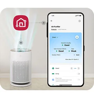 LG ThinQ kawalan jauh LG PuriCare 360 HIT Brown