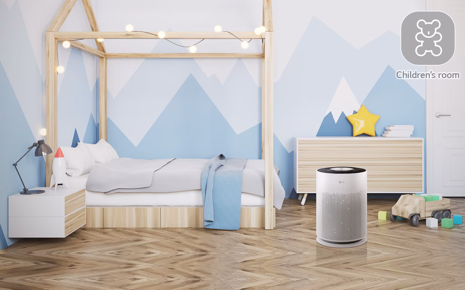 Kompak dalam bilik kanak-kanak LG PuriCare 360 HIT