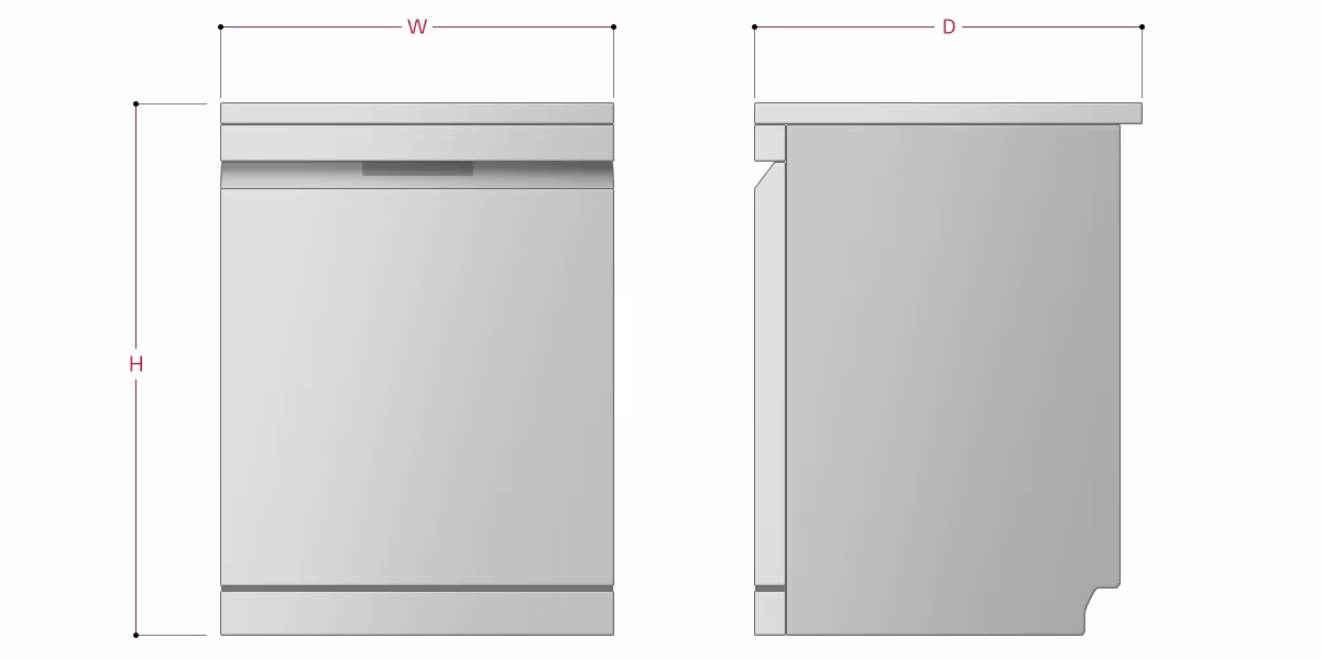 Rajah dimensi LG QuadWash Dishwasher Matte Black