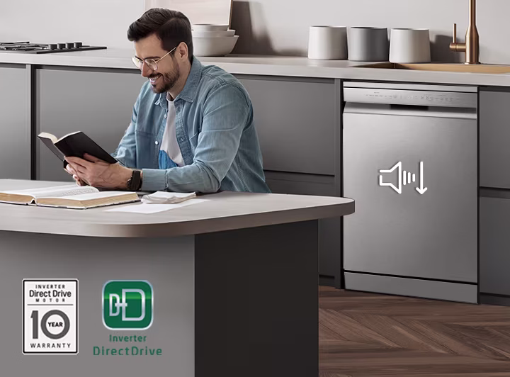 Operasi senyap LG QuadWash Dishwasher