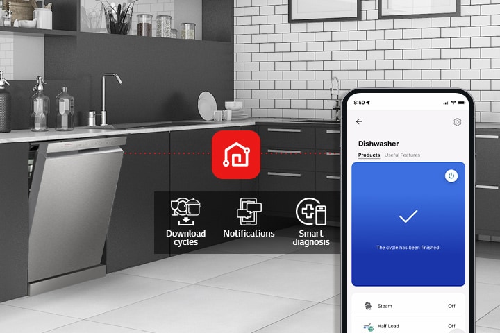 LG ThinQ notifikasi LG QuadWash Dishwasher