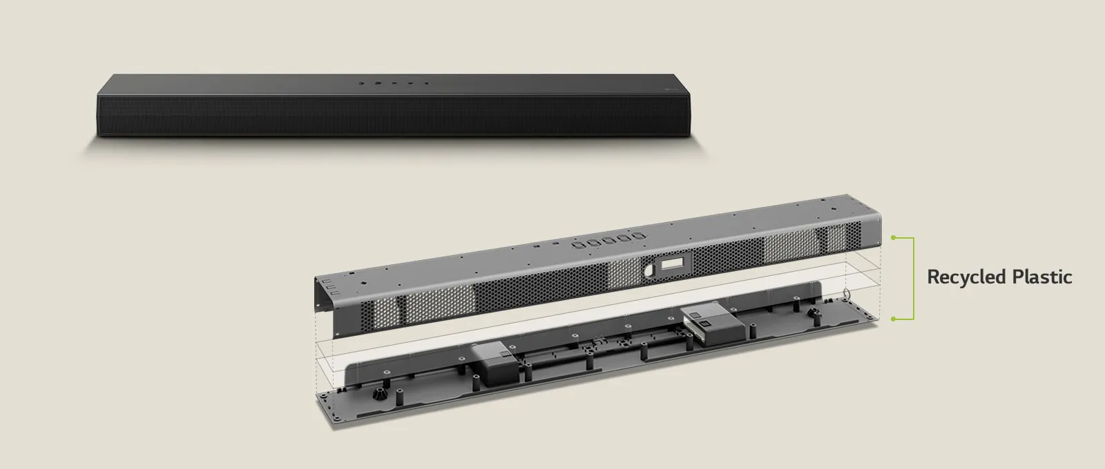 Internal parts made with recycled plastic