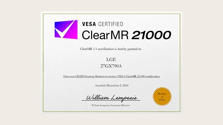 Sijil VESA ClearMR 21000