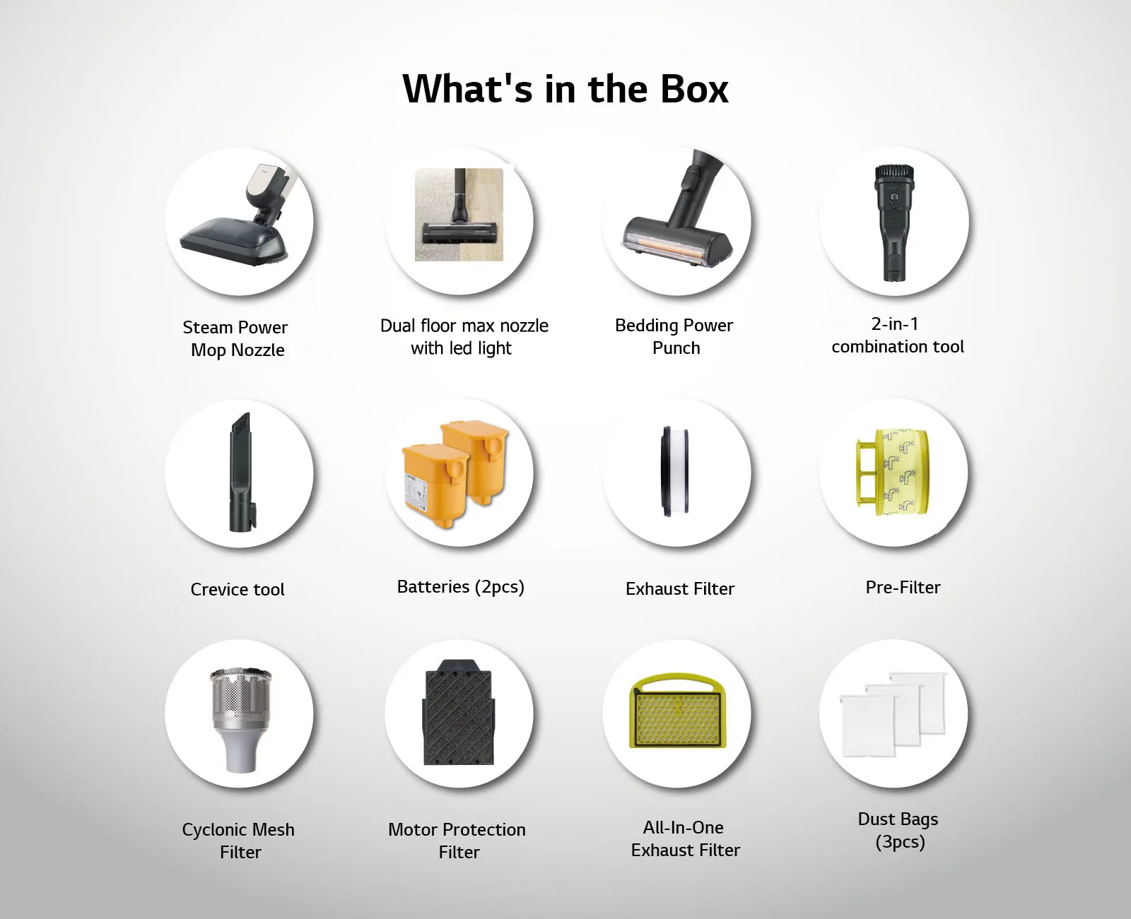 Kandungan kotak LG CordZero A9X — What's in the Box