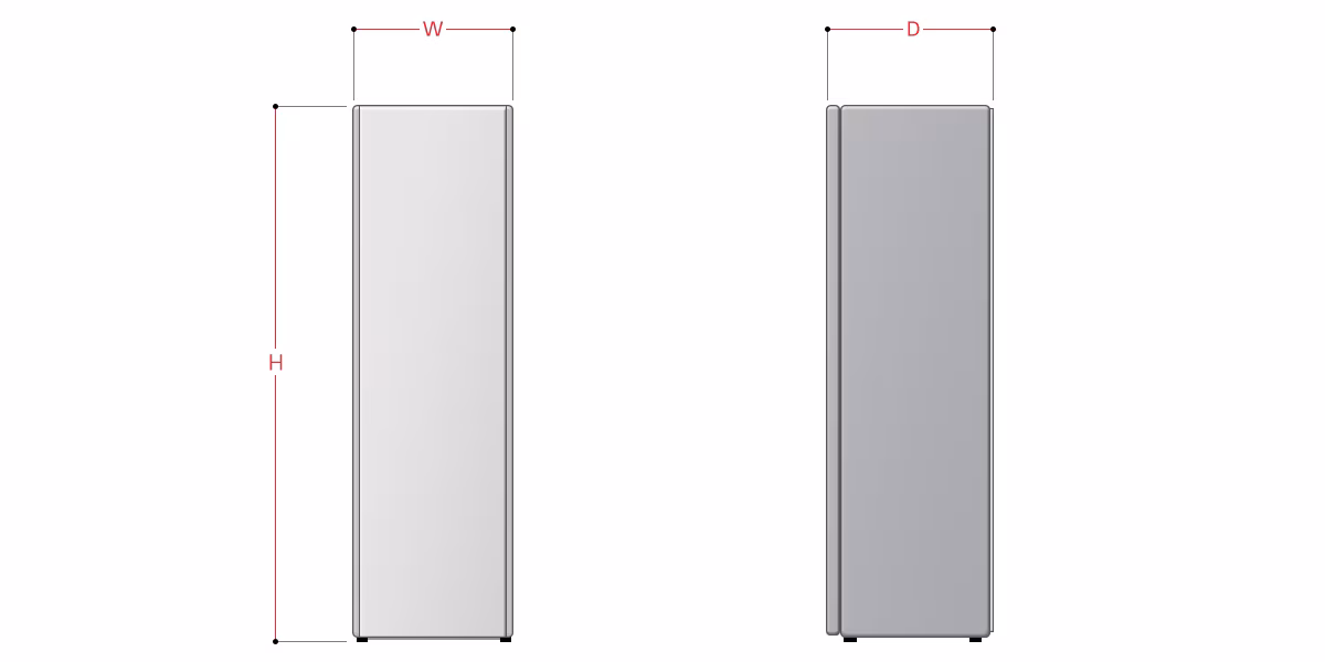 Rajah dimensi LG Styler S3WF